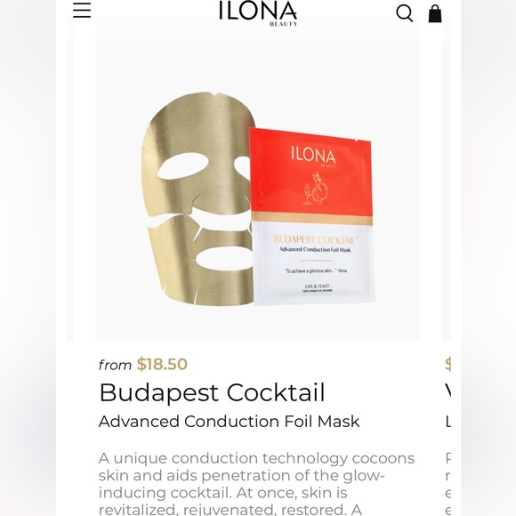 ILONA BEAUTY Budapest Cocktail Advanced Conduction Foil Mask 2 sheets / pkg 22mL - Picture 16 of 16